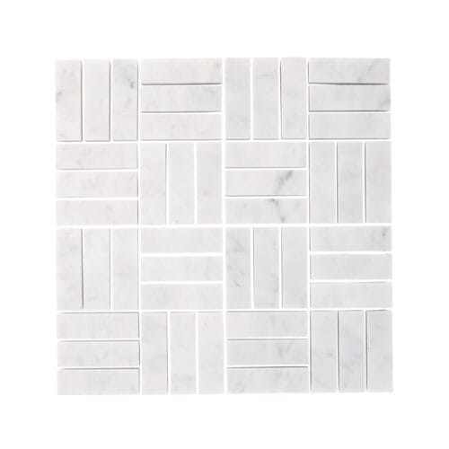 Carrara Marble Jenga Mosaic Large Carrara Marble Jenga Mosaic Large